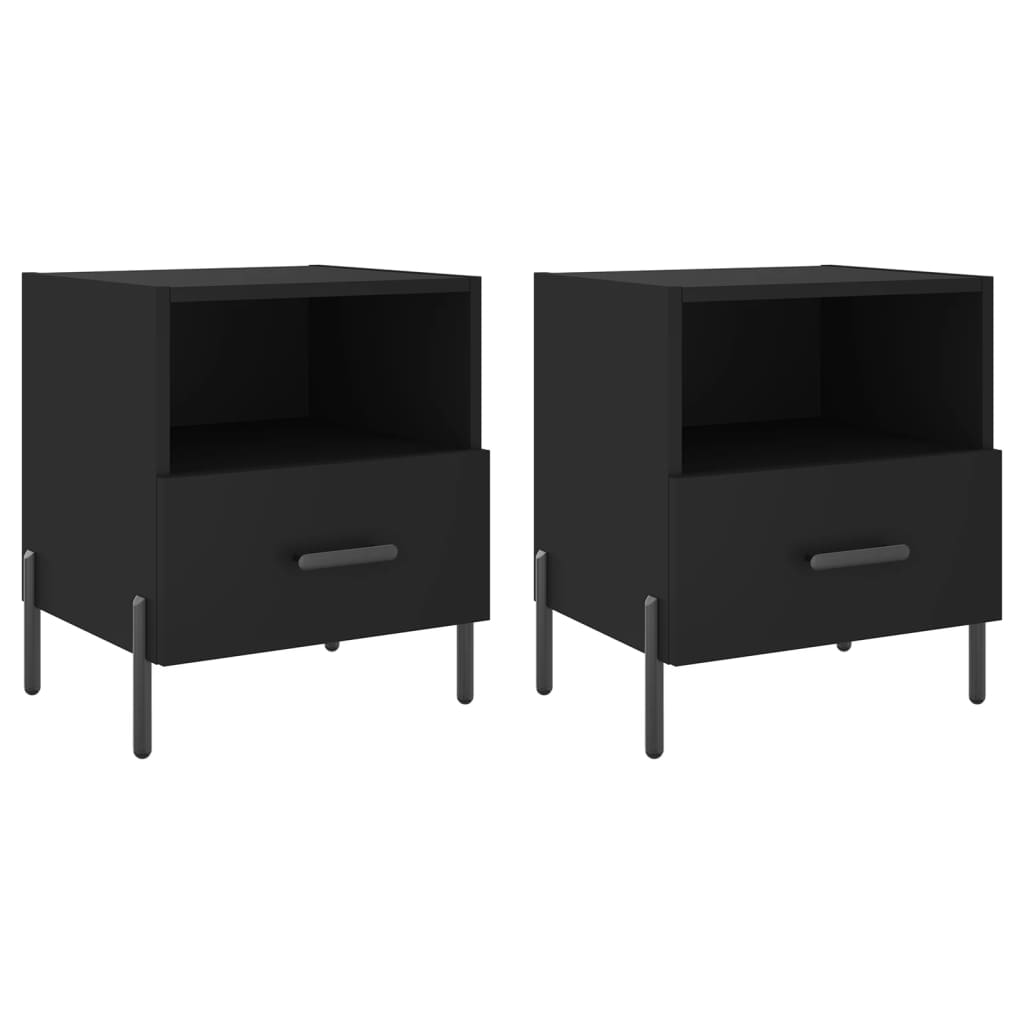 Tables de chevet 2 pcs. Noir 40x35x47,5 cm en bois