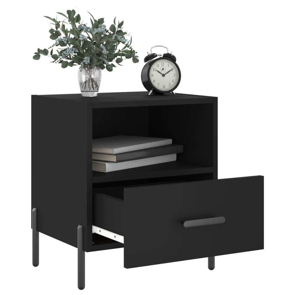 Tables de chevet 2 pcs. Noir 40x35x47,5 cm en bois
