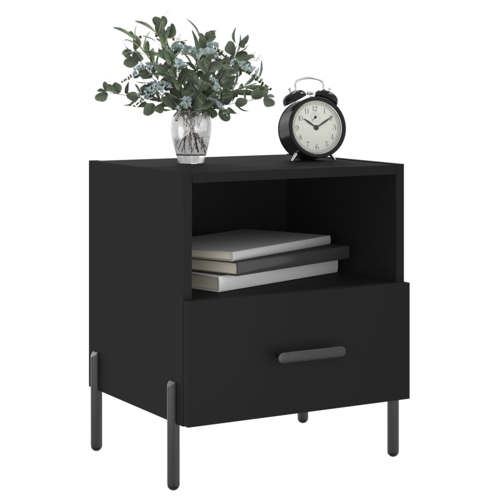 Tables de chevet 2 pcs. Noir 40x35x47,5 cm en bois
