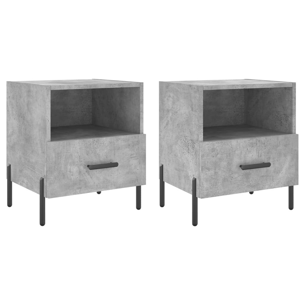 Bedside tables 2 pcs. Concrete grey 40x35x47.5 cm wood material