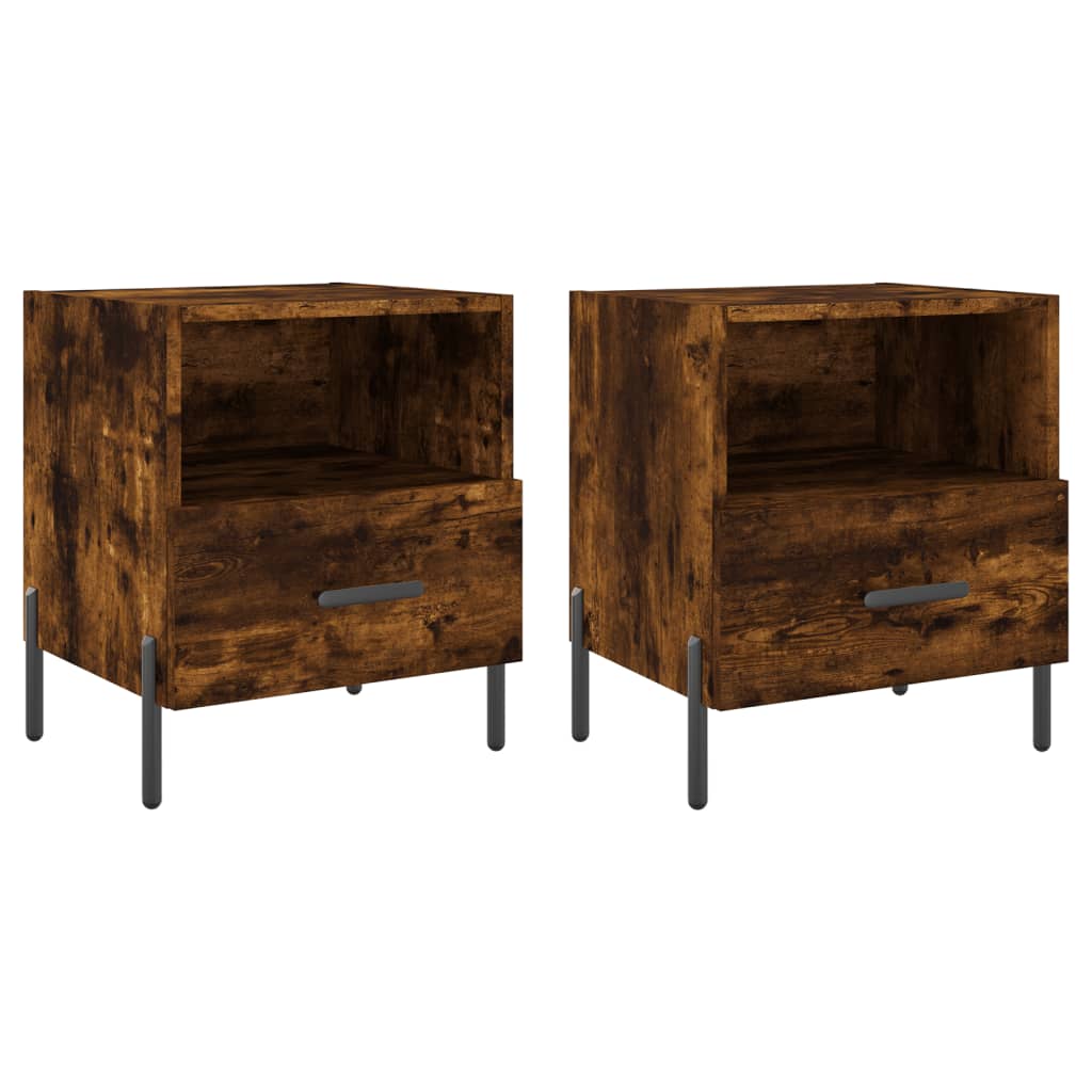 Tables de chevet 2 pcs. chêne fumé 40x35x47,5 cm matériau bois