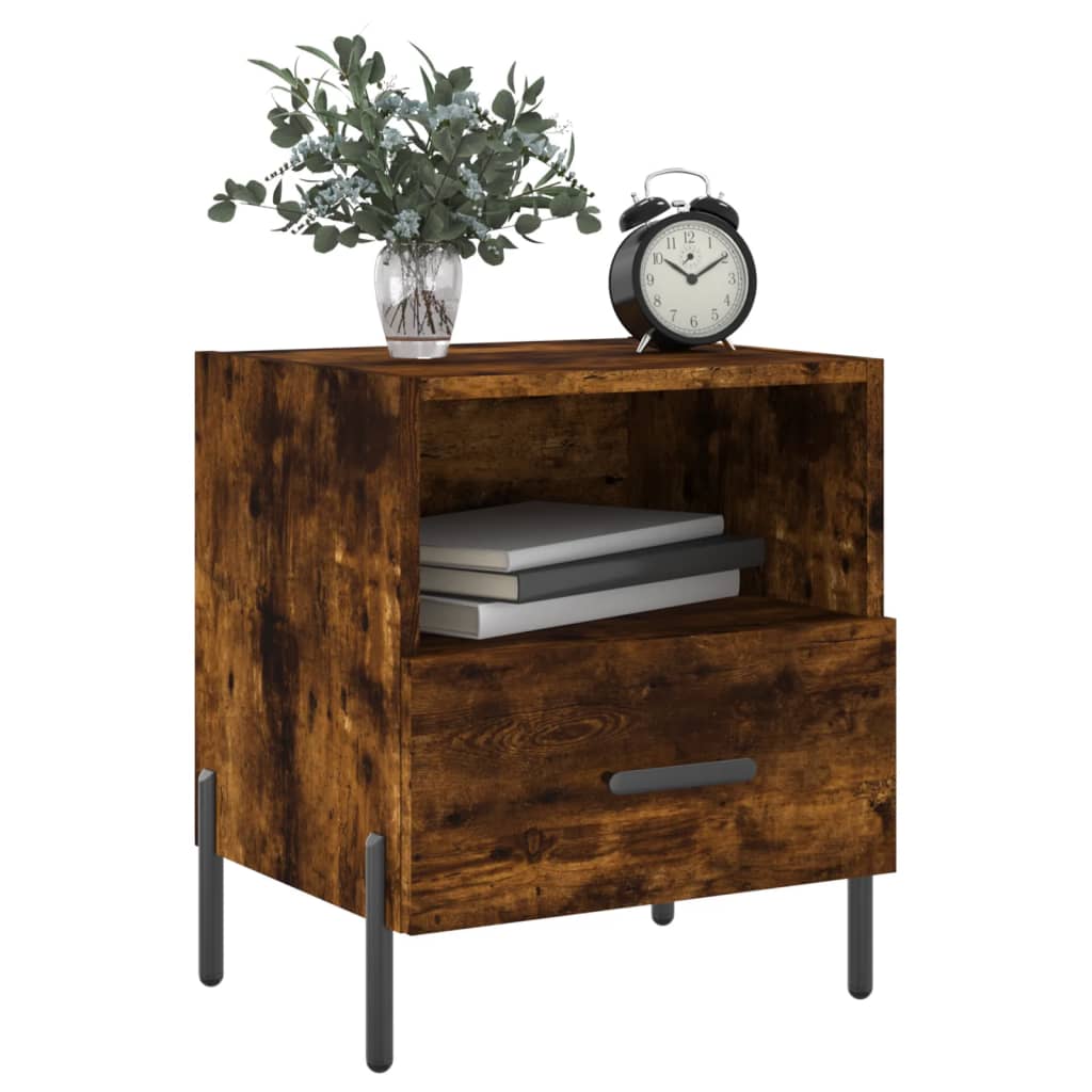 Tables de chevet 2 pcs. chêne fumé 40x35x47,5 cm matériau bois