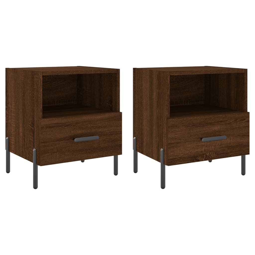 Tables de chevet 2pcs. Aspect chêne brun 40x35x47,5cm matériau bois