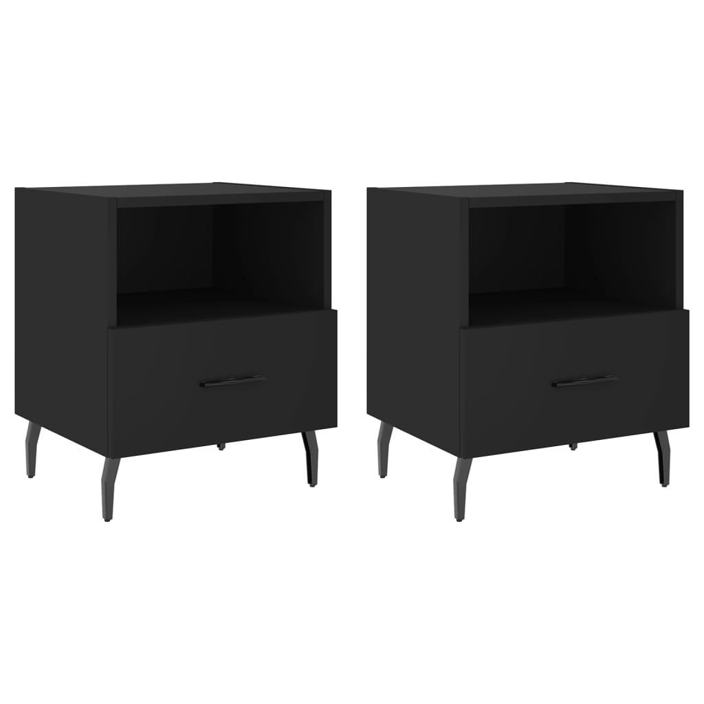Tables de chevet 2 pcs. Noir 40x35x47,5 cm en bois