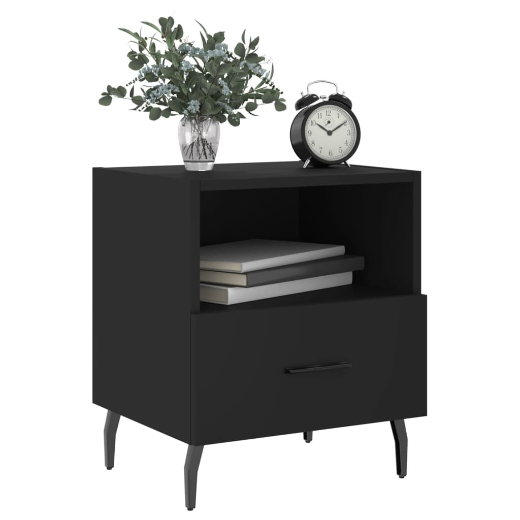 Tables de chevet 2 pcs. Noir 40x35x47,5 cm en bois