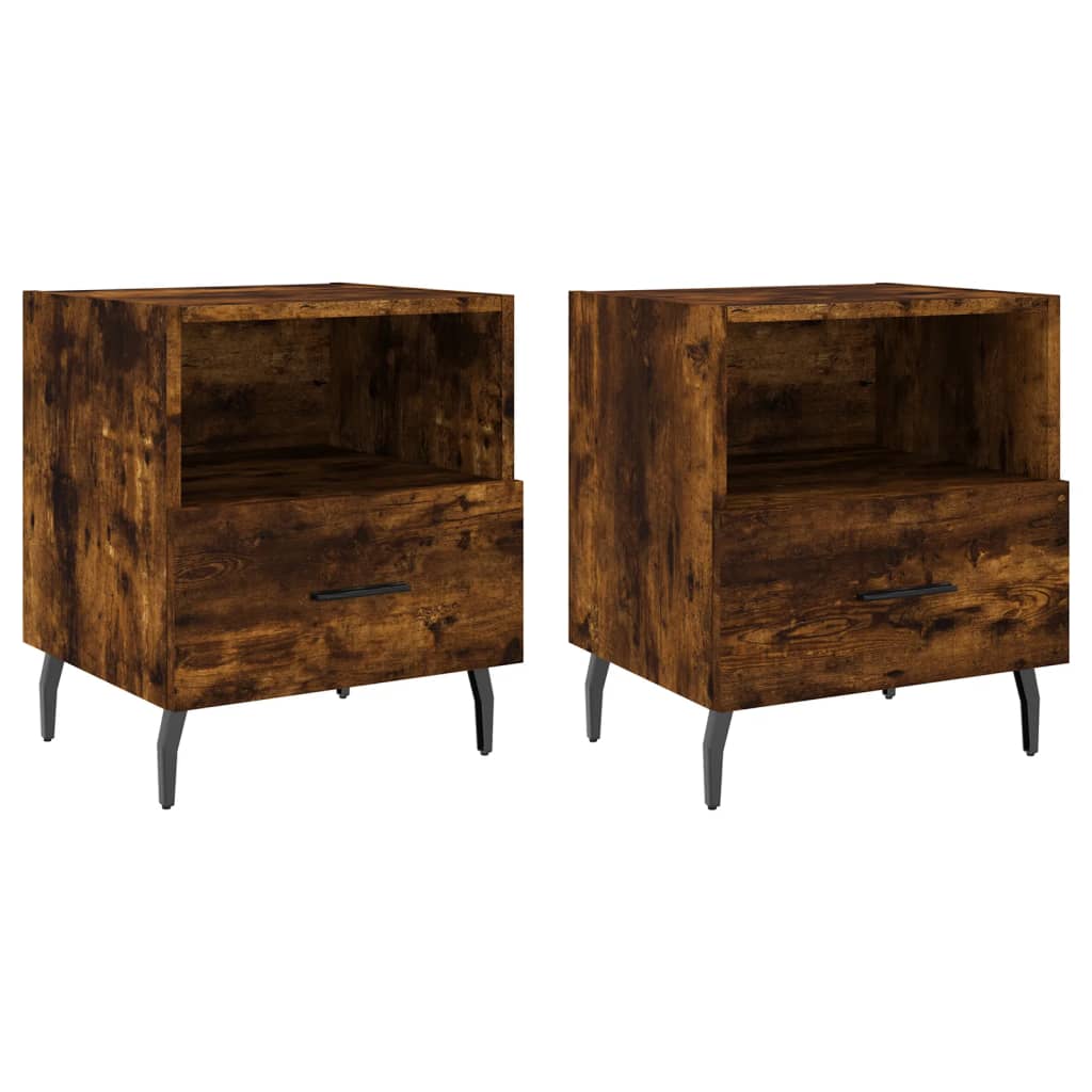 Tables de chevet 2 pcs. chêne fumé 40x35x47,5 cm matériau bois