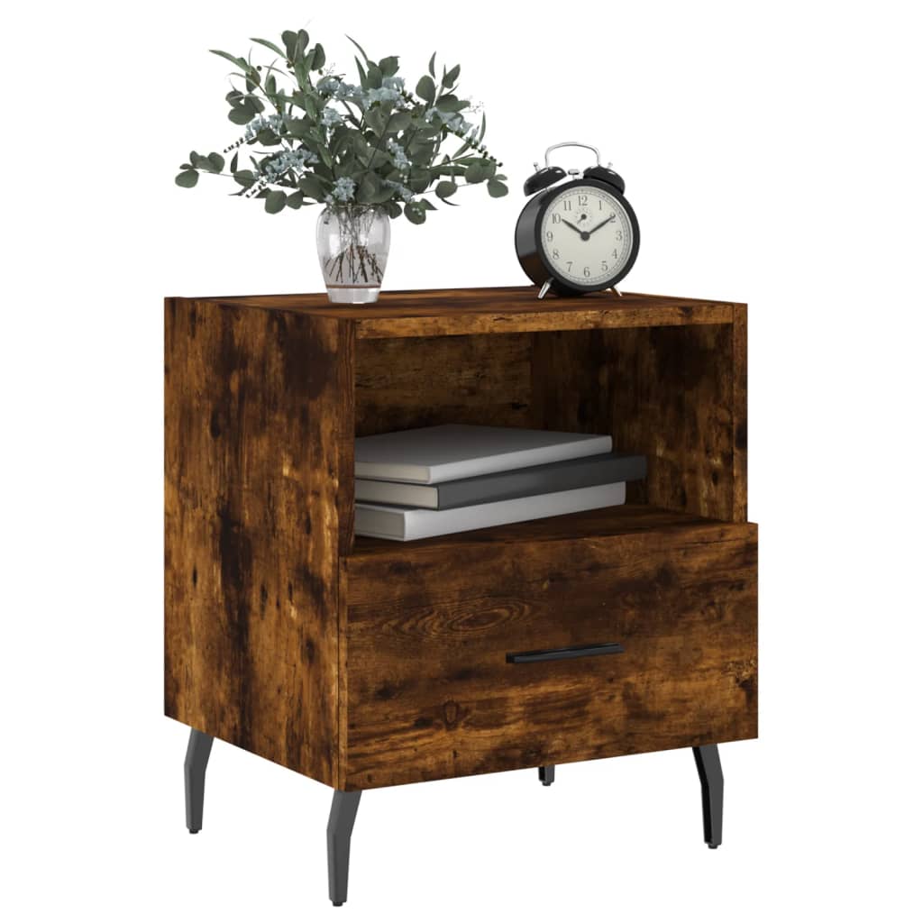 Tables de chevet 2 pcs. chêne fumé 40x35x47,5 cm matériau bois