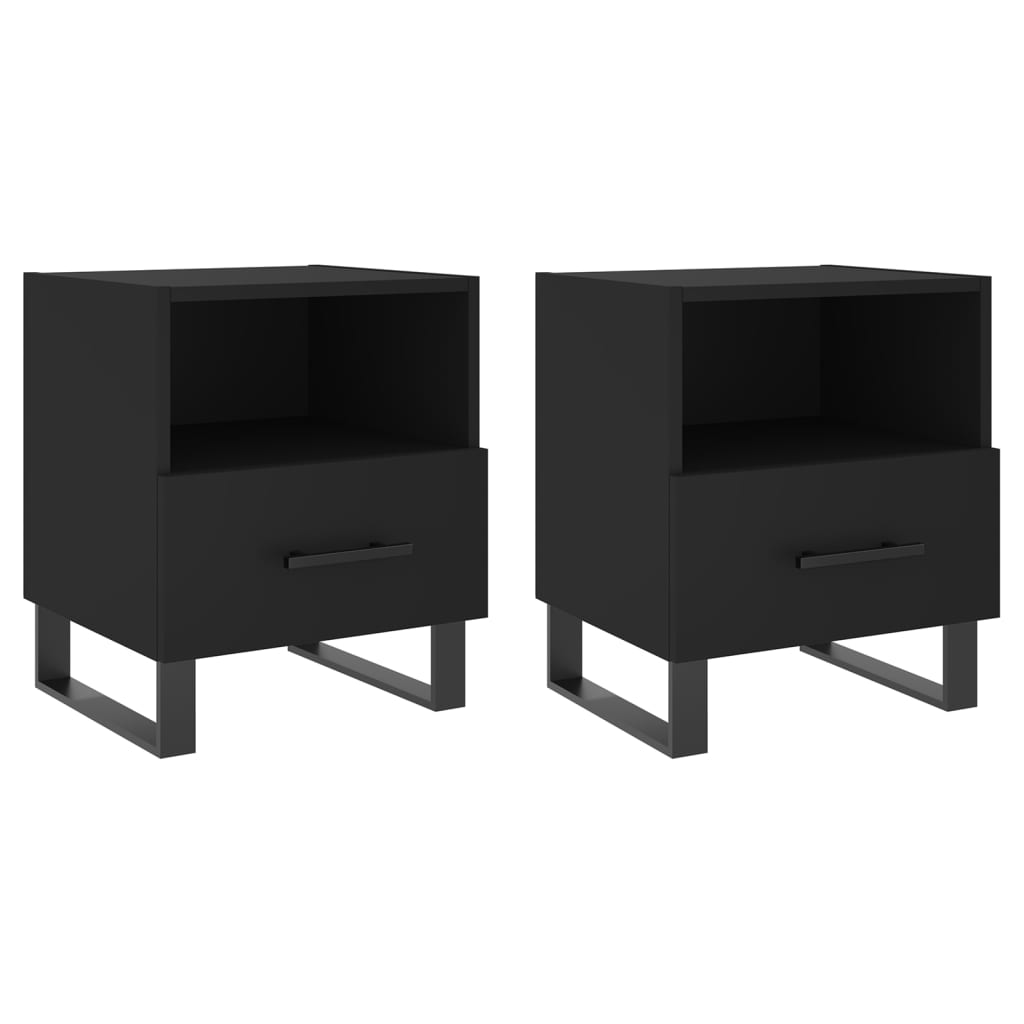 Tables de chevet 2 pcs. Noir 40x35x47,5 cm en bois