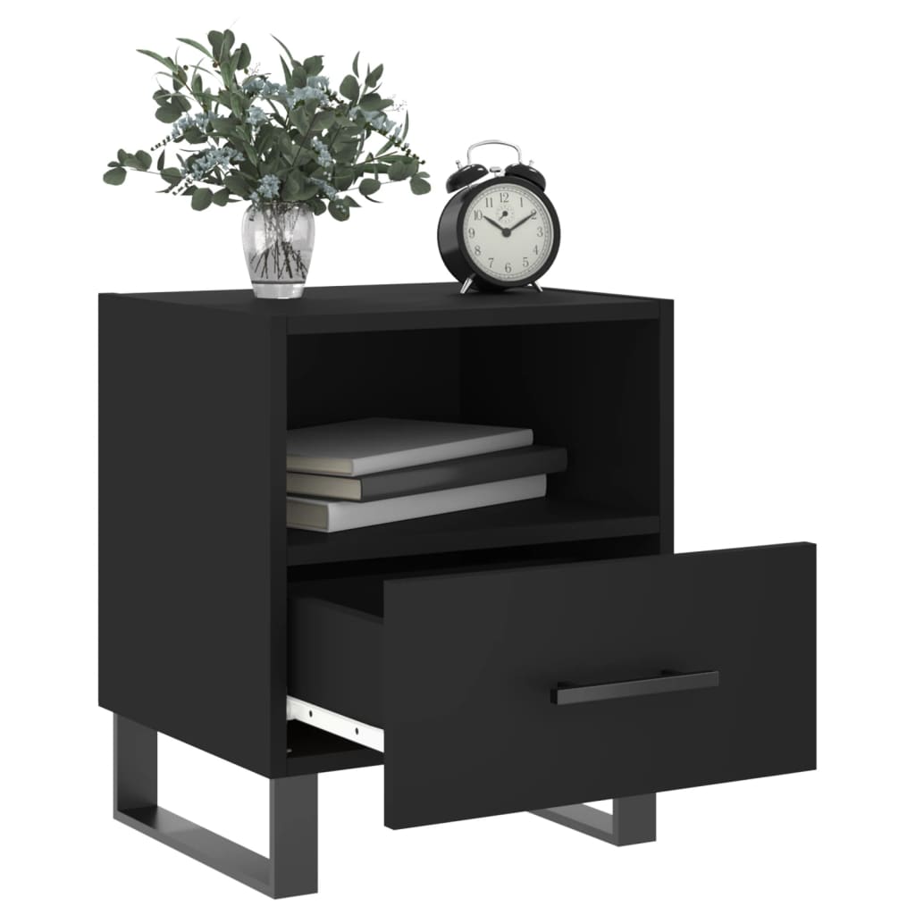 Tables de chevet 2 pcs. Noir 40x35x47,5 cm en bois