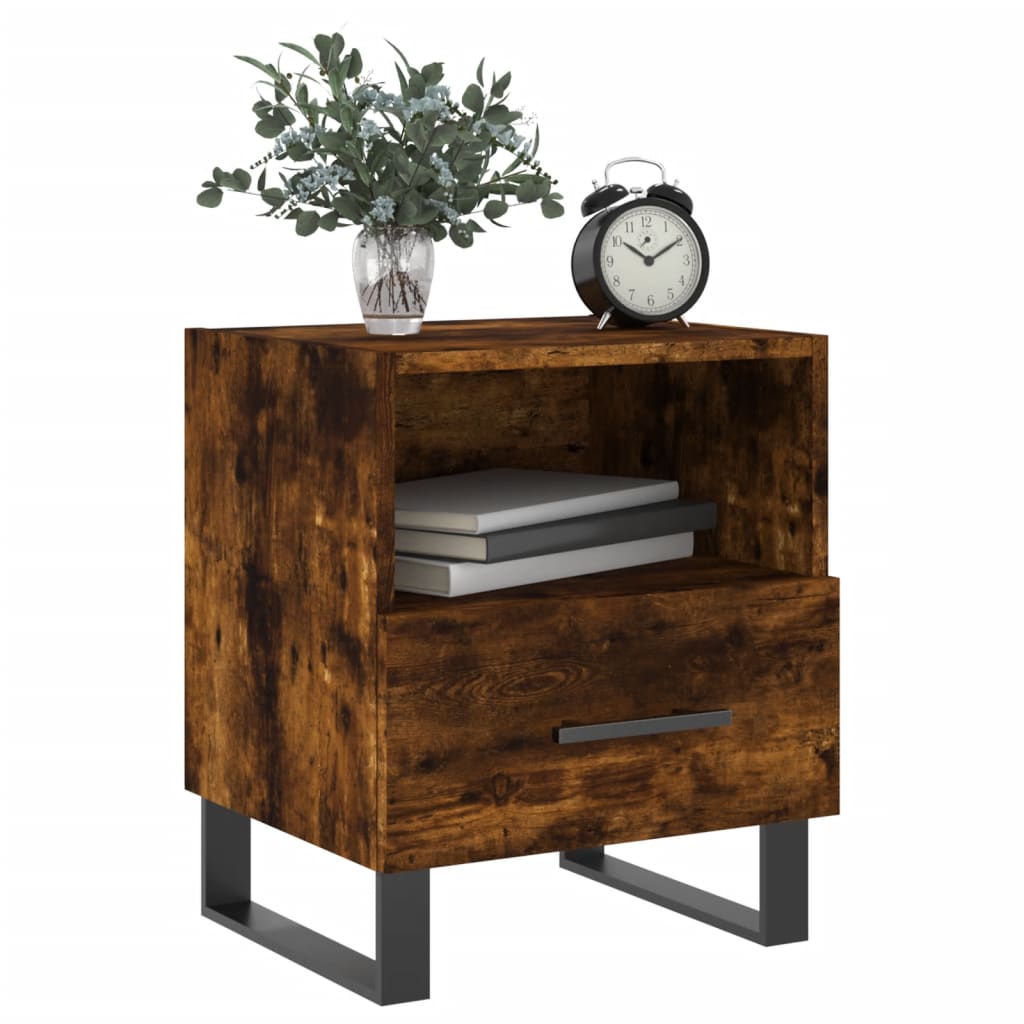 Bedside table smoked oak 40x35x47.5 cm wood material