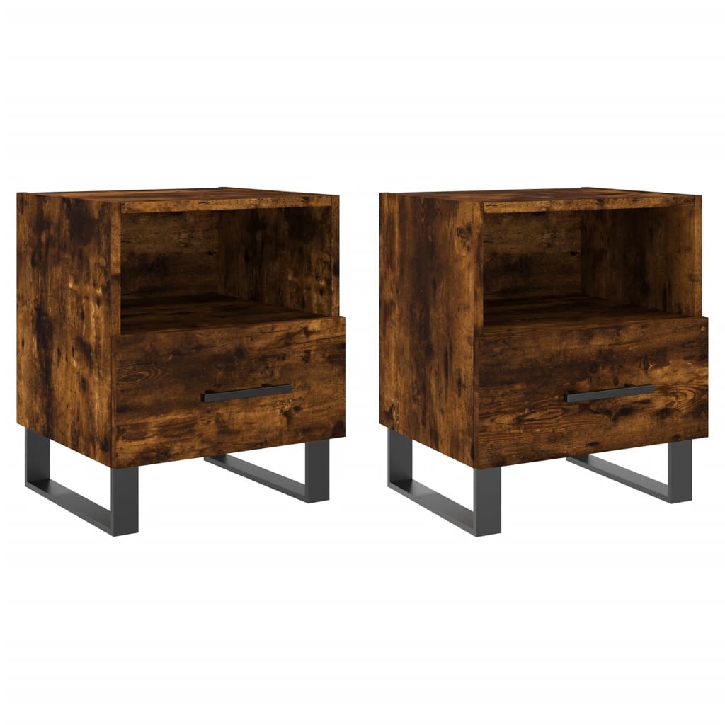 Tables de chevet 2 pcs. chêne fumé 40x35x47,5 cm matériau bois