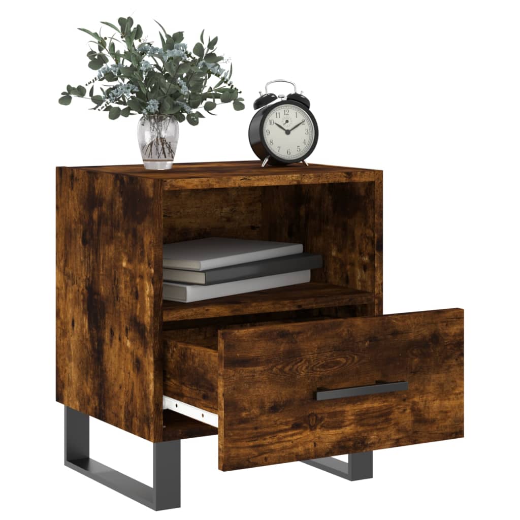 Tables de chevet 2 pcs. chêne fumé 40x35x47,5 cm matériau bois