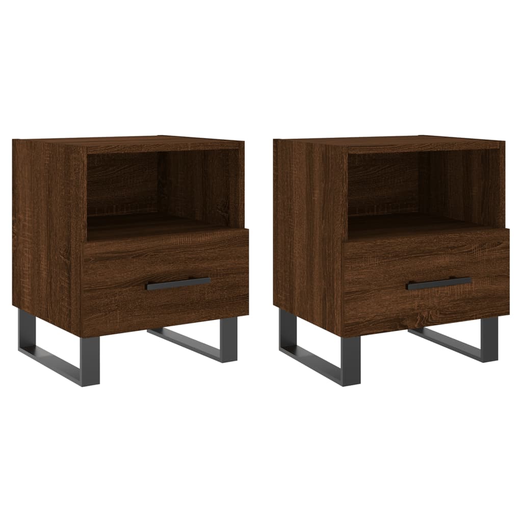 Tables de chevet 2pcs. Aspect chêne brun 40x35x47,5cm matériau bois