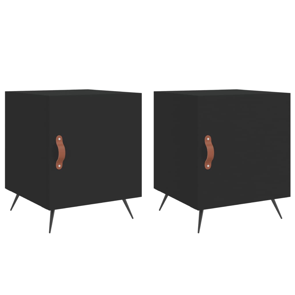 Tables de chevet 2 pcs. Noir 40x40x50 cm en bois