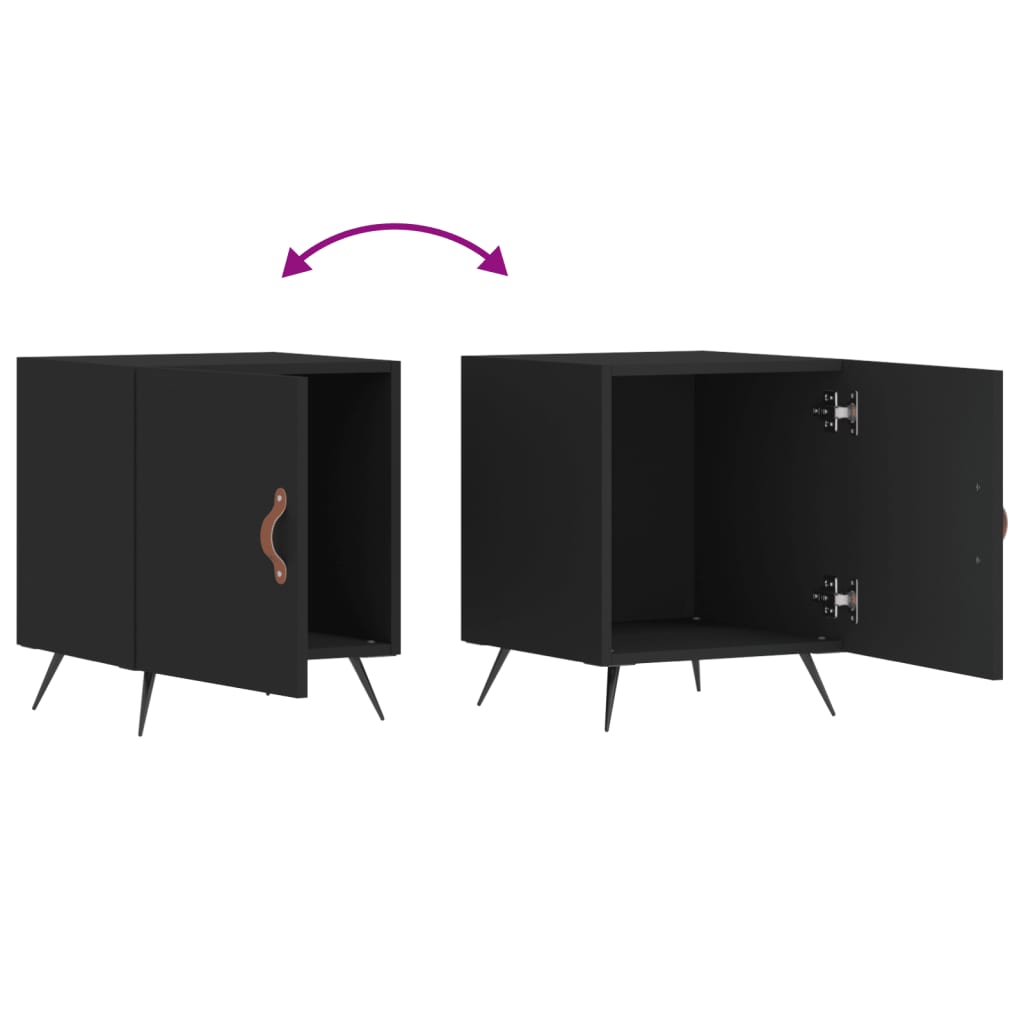 Tables de chevet 2 pcs. Noir 40x40x50 cm en bois
