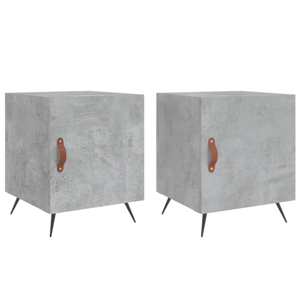 Bedside tables 2 pcs. Concrete grey 40x40x50 cm wood material