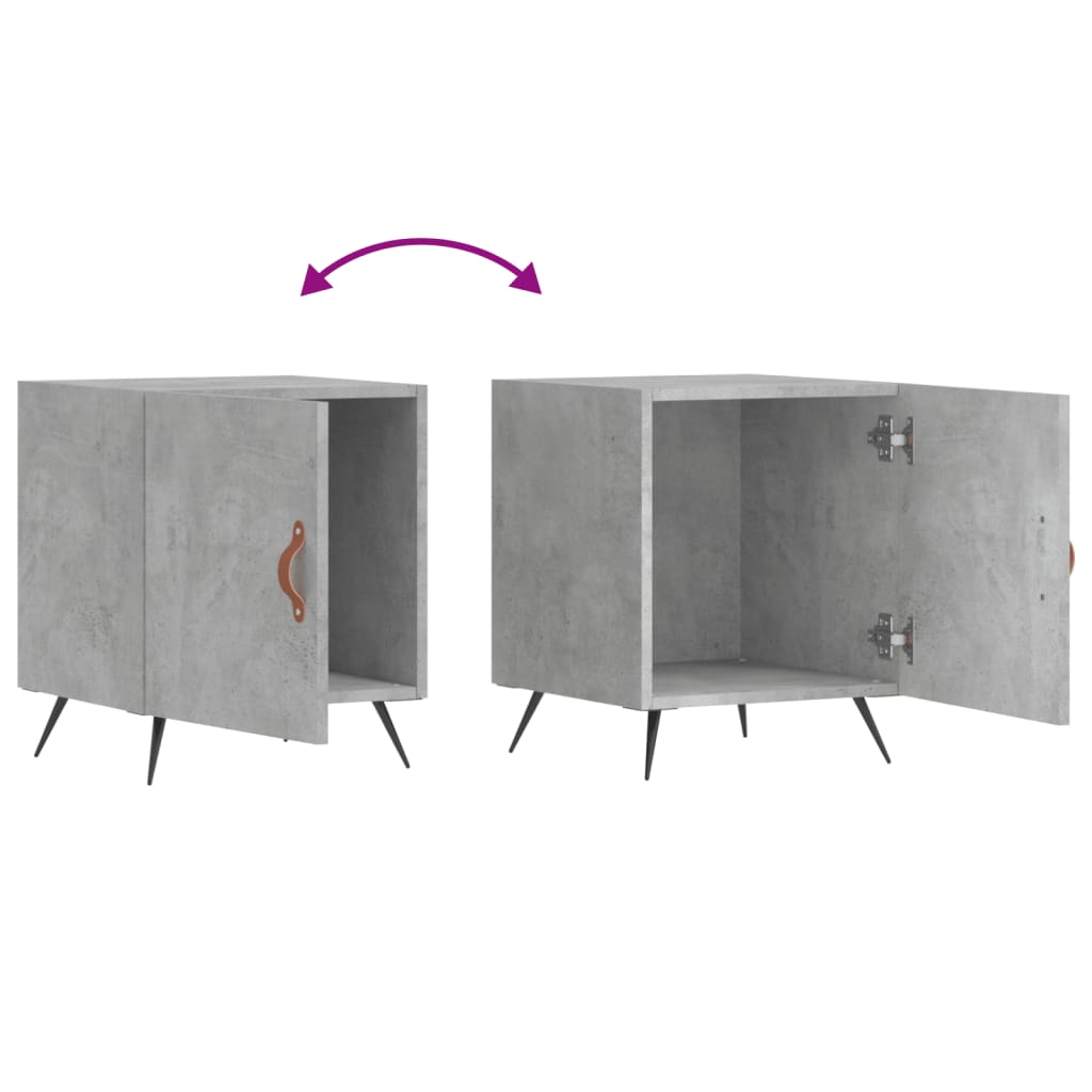 Bedside tables 2 pcs. Concrete grey 40x40x50 cm wood material