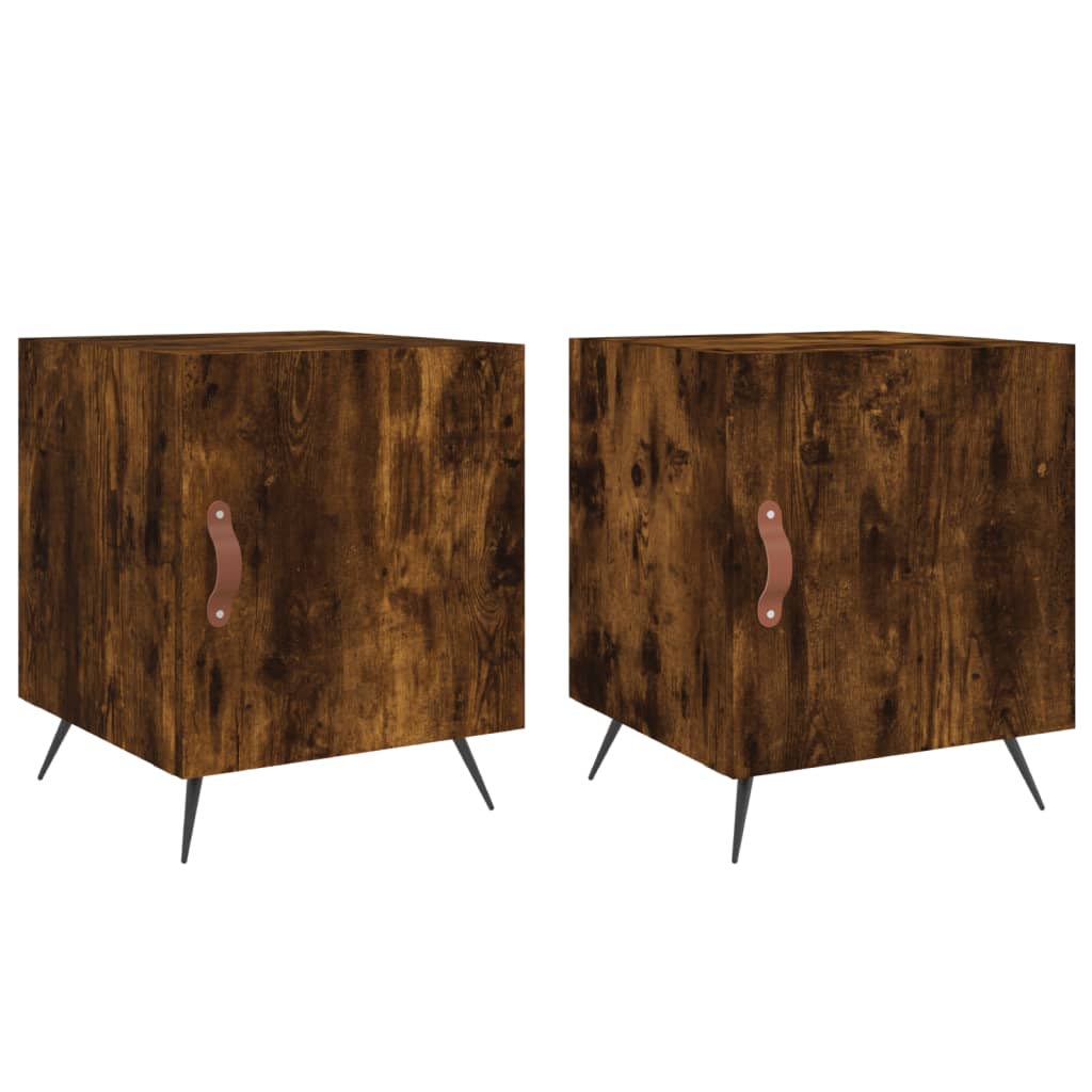 Tables de chevet 2 pcs. chêne fumé 40x40x50 cm matériau bois