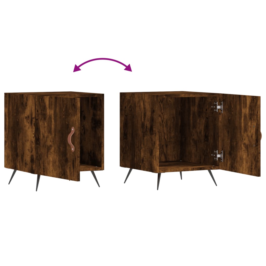 Tables de chevet 2 pcs. chêne fumé 40x40x50 cm matériau bois