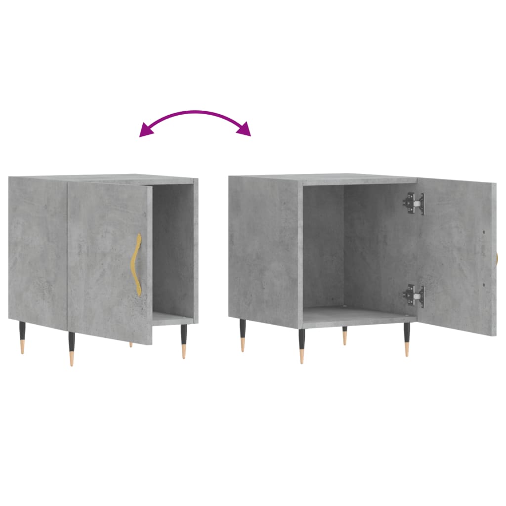 Bedside tables 2 pcs. Concrete grey 40x40x50 cm wood material