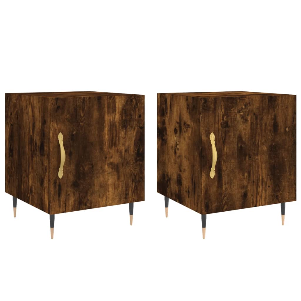 Tables de chevet 2 pcs. chêne fumé 40x40x50 cm matériau bois