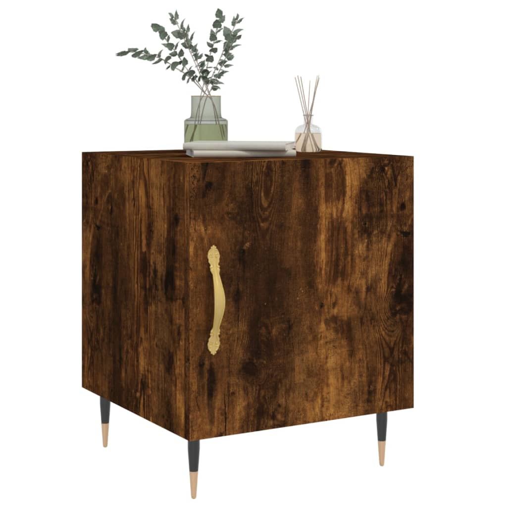 Tables de chevet 2 pcs. chêne fumé 40x40x50 cm matériau bois