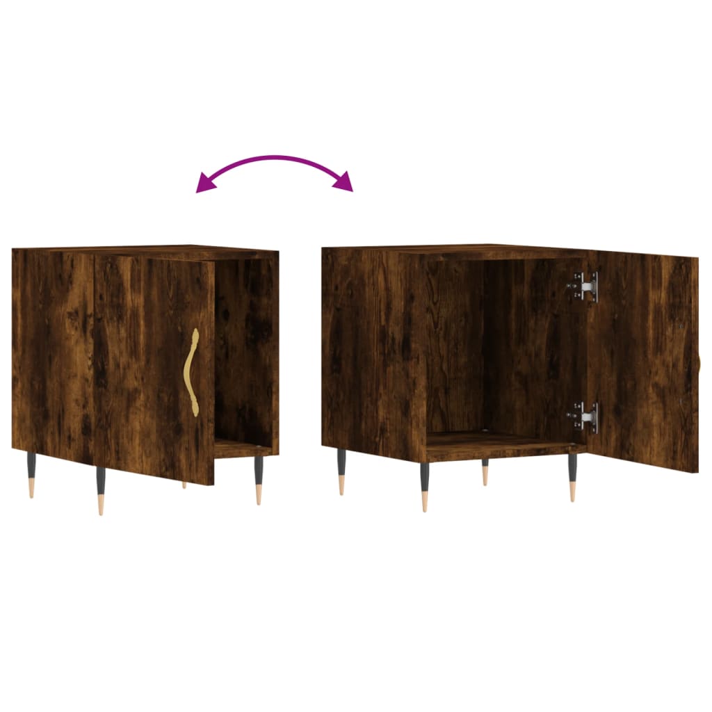 Tables de chevet 2 pcs. chêne fumé 40x40x50 cm matériau bois