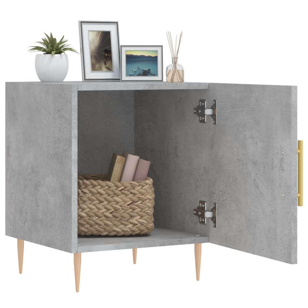 Bedside tables 2 pcs. Concrete grey 40x40x50 cm wood material