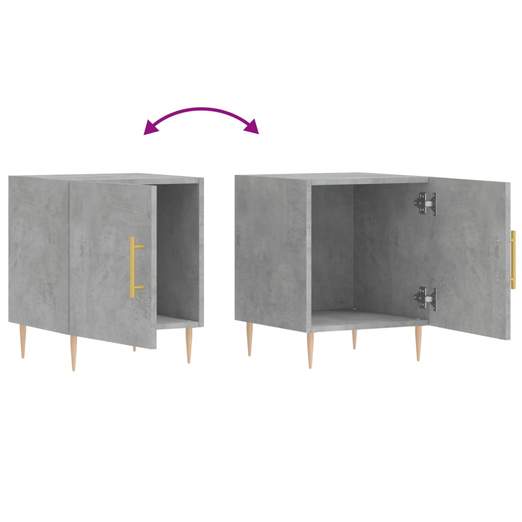 Bedside tables 2 pcs. Concrete grey 40x40x50 cm wood material