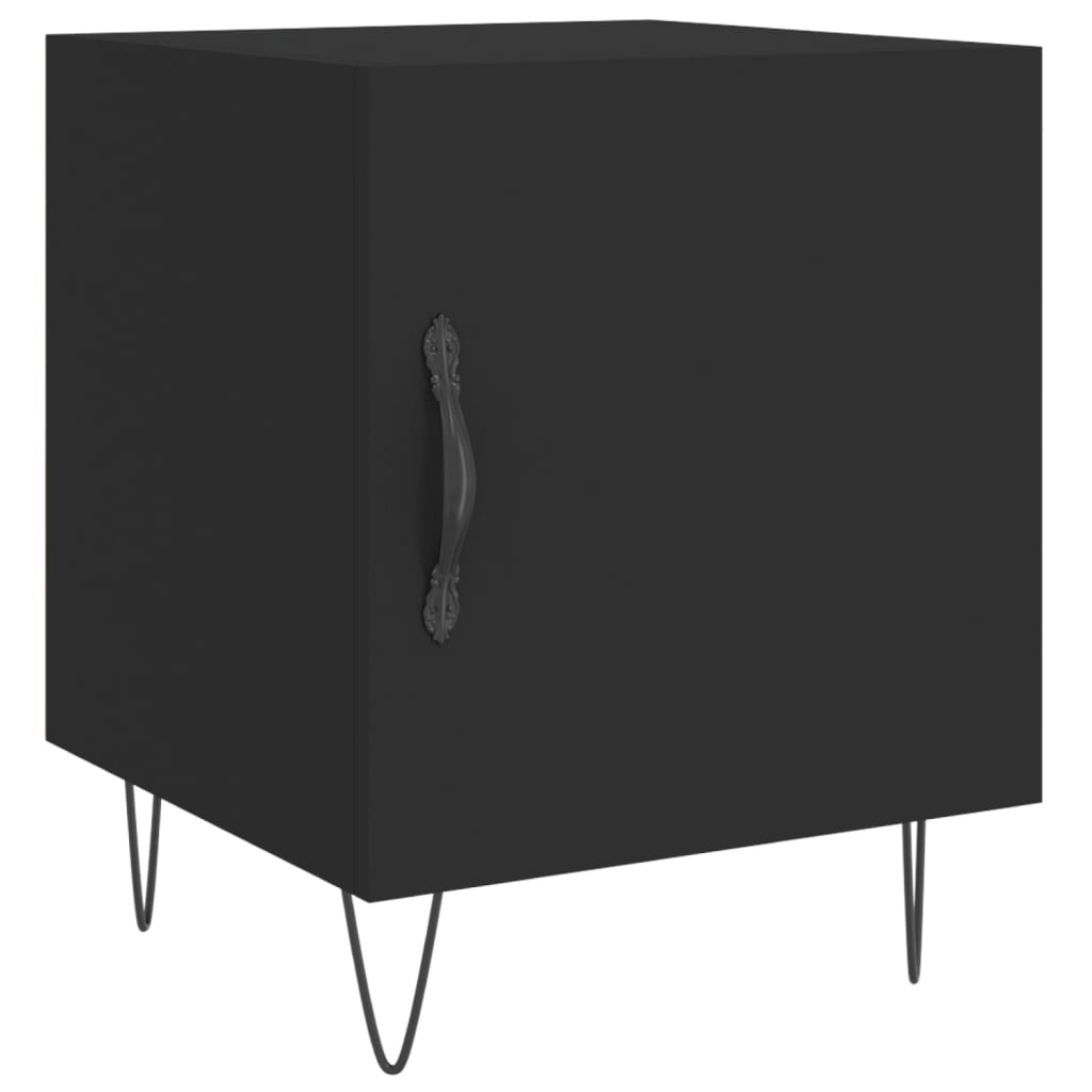 Bedside Table Black 40x40x50 cm Wood Material