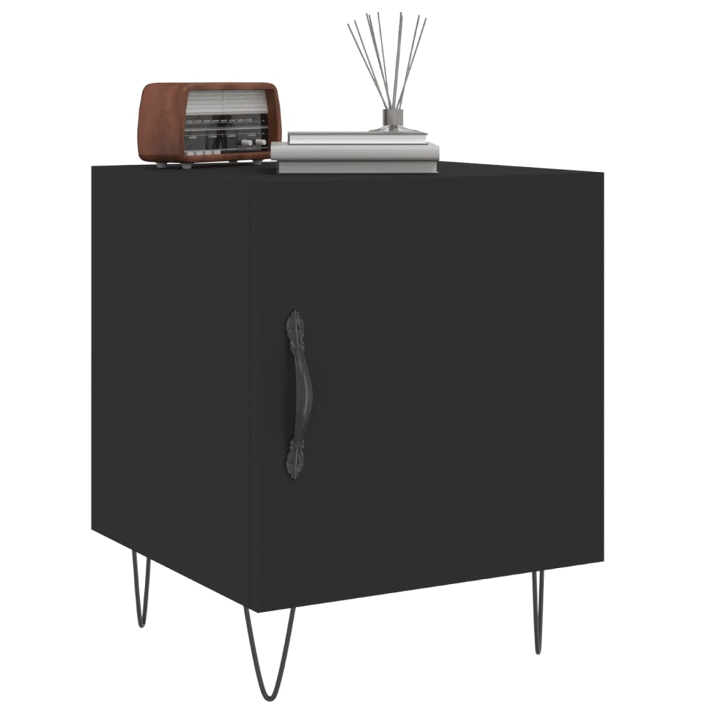 Bedside Table Black 40x40x50 cm Wood Material