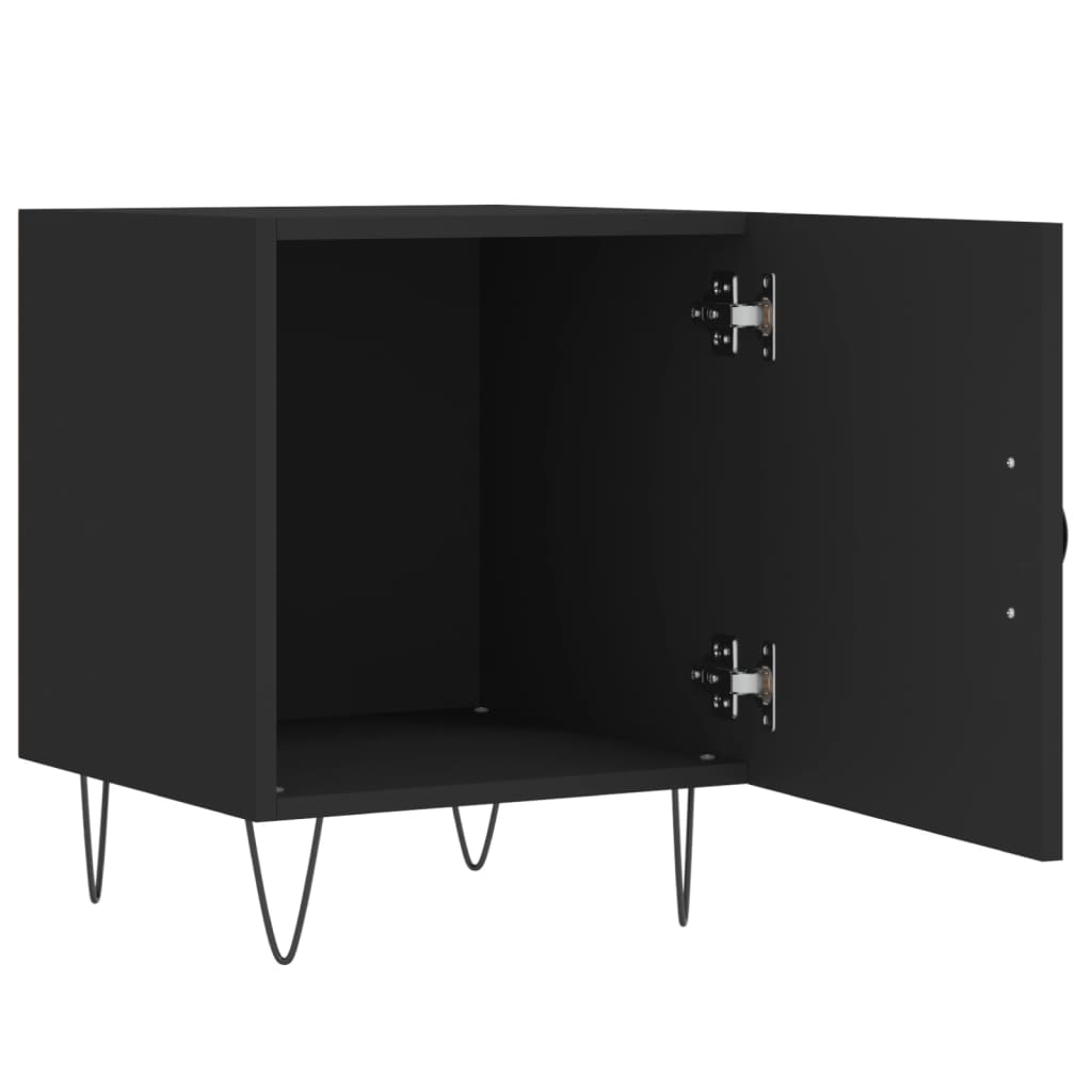 Bedside Table Black 40x40x50 cm Wood Material