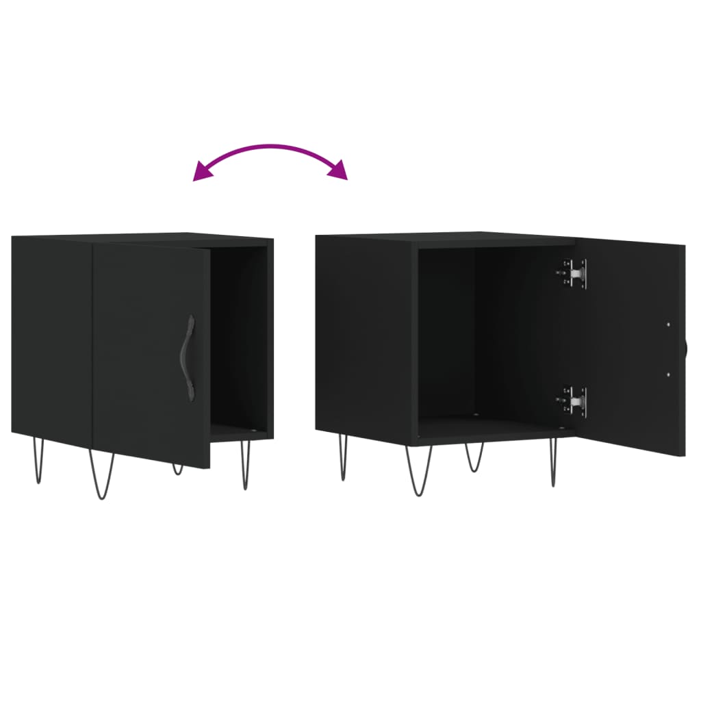 Bedside Table Black 40x40x50 cm Wood Material