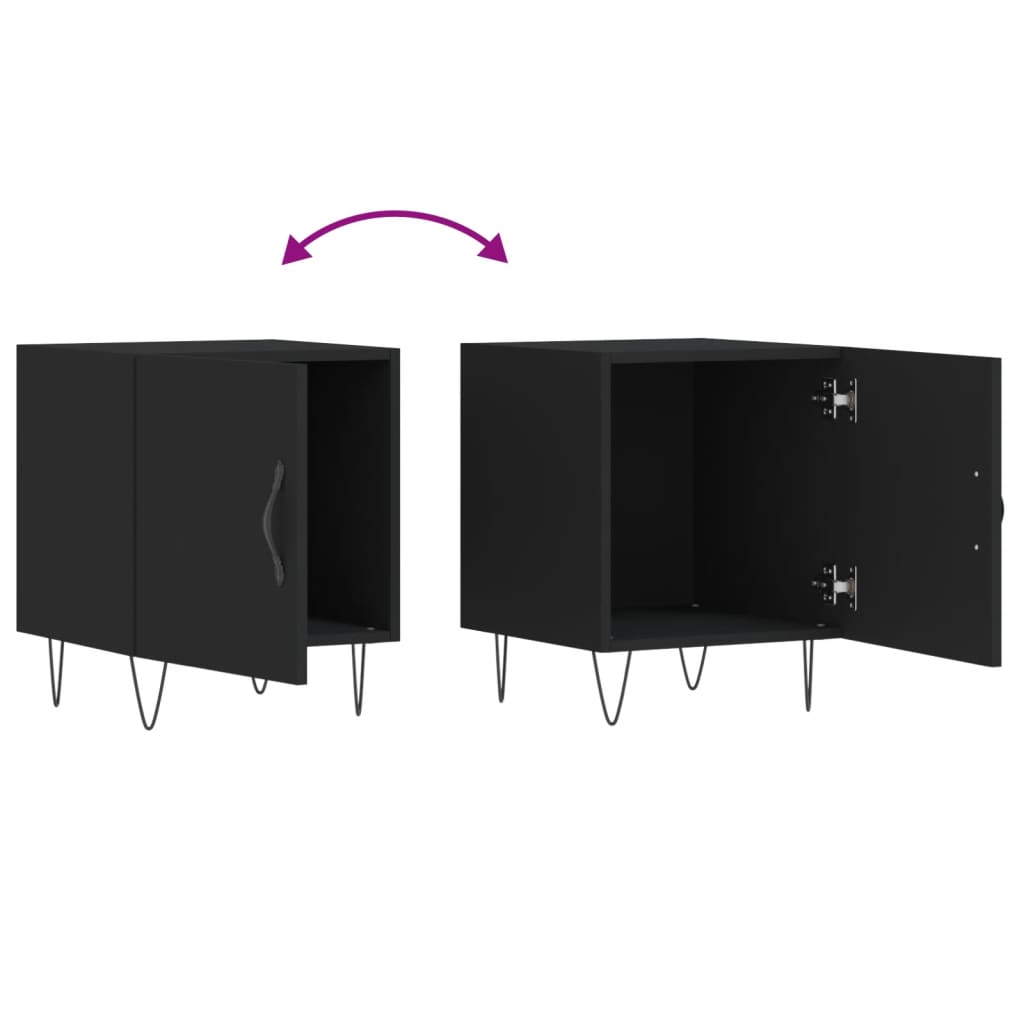 Tables de chevet 2 pcs. Noir 40x40x50 cm en bois