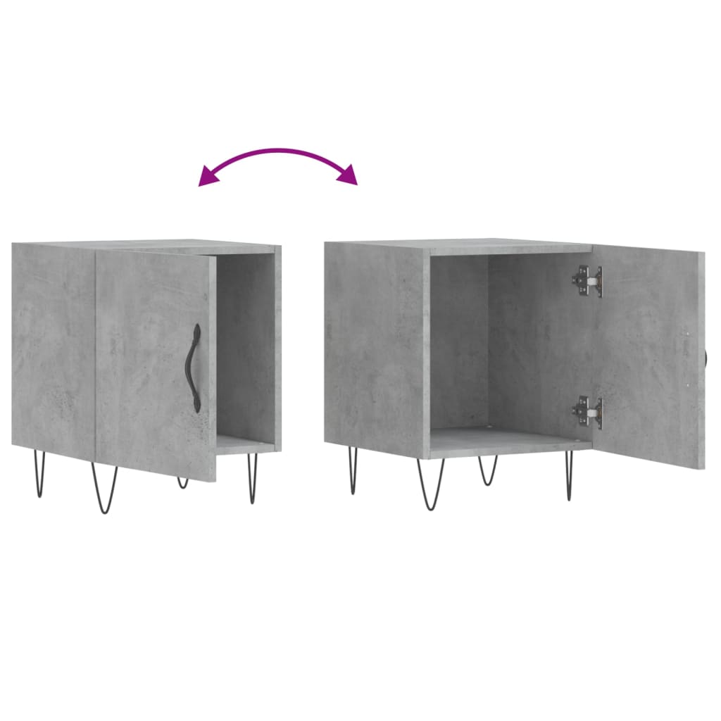 Bedside tables 2 pcs. Concrete grey 40x40x50 cm wood material