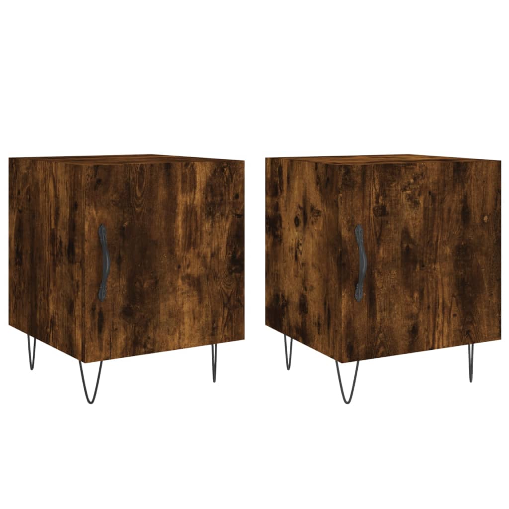 Tables de chevet 2 pcs. chêne fumé 40x40x50 cm matériau bois