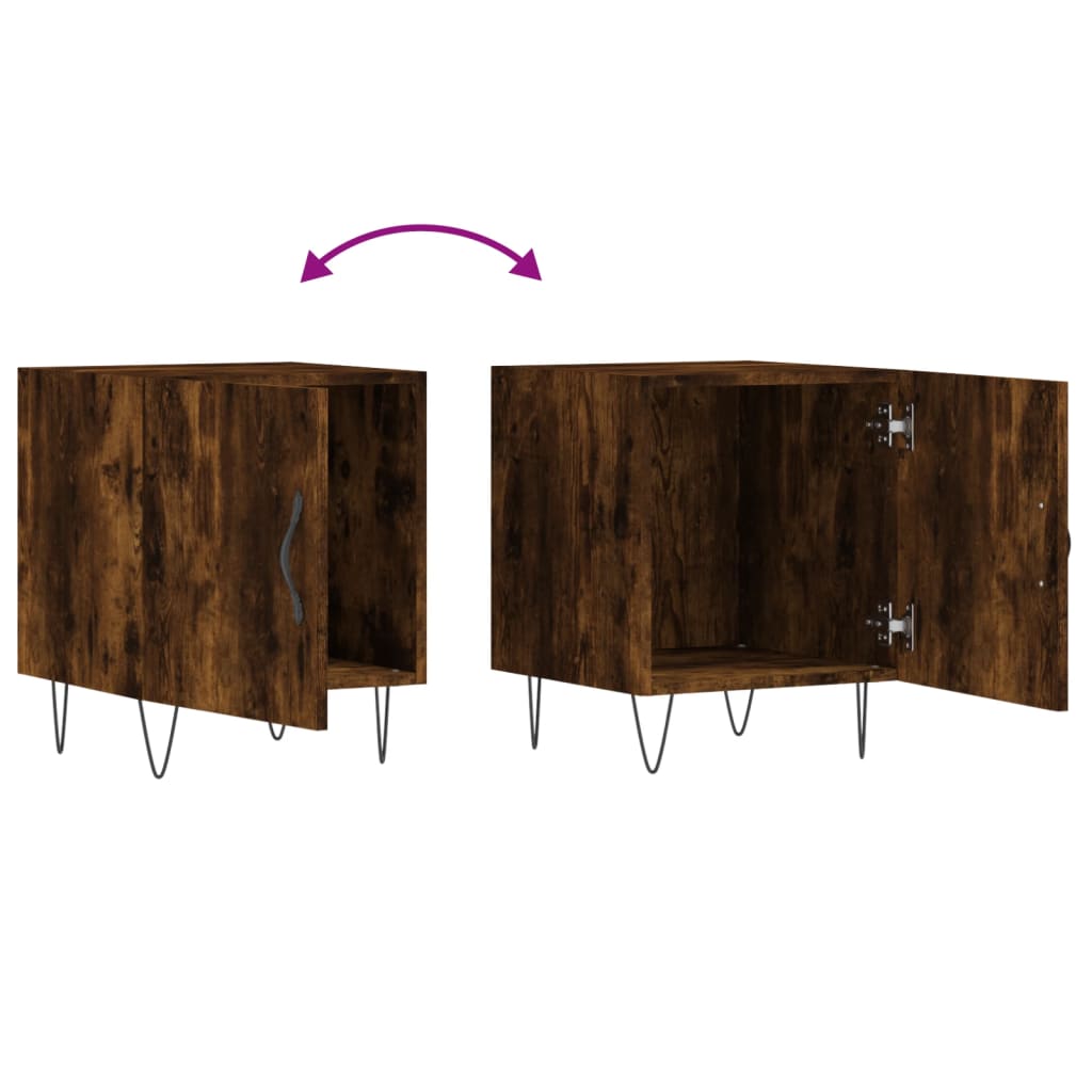 Tables de chevet 2 pcs. chêne fumé 40x40x50 cm matériau bois
