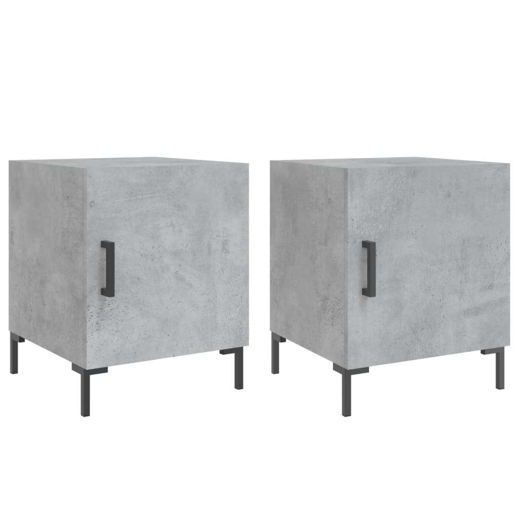 Bedside tables 2 pcs. Concrete grey 40x40x50 cm wood material