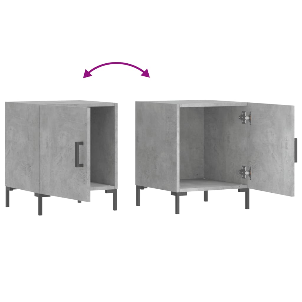 Bedside tables 2 pcs. Concrete grey 40x40x50 cm wood material