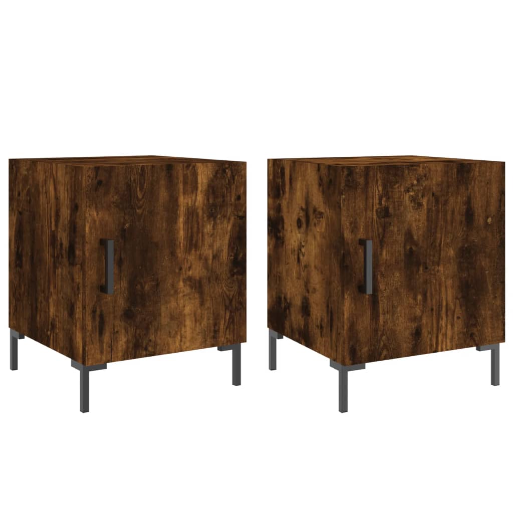 Tables de chevet 2 pcs. chêne fumé 40x40x50 cm matériau bois