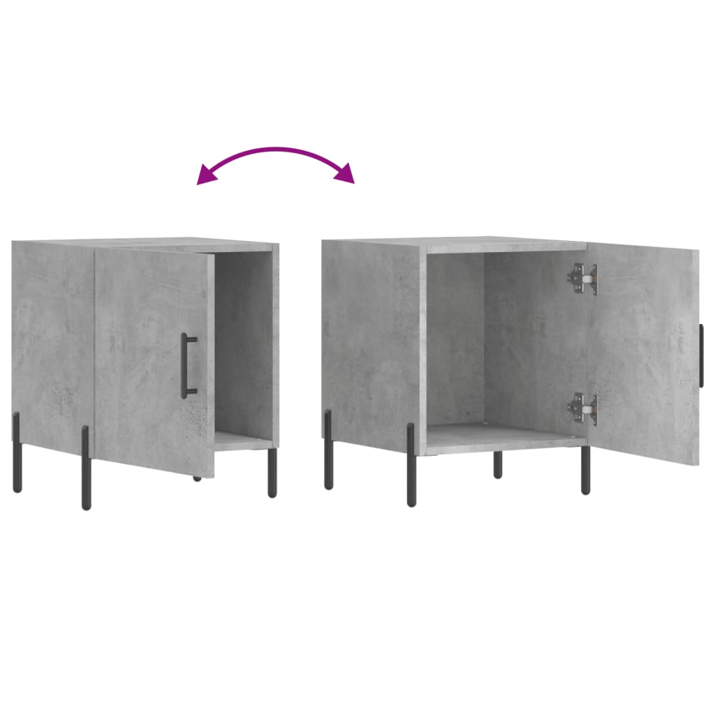 Bedside tables 2 pcs. Concrete grey 40x40x50 cm wood material