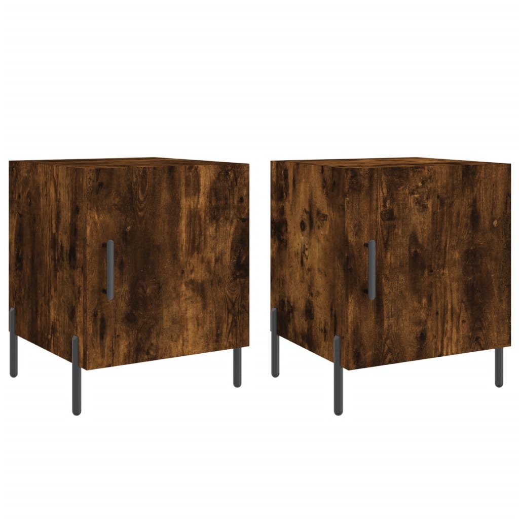 Tables de chevet 2 pcs. chêne fumé 40x40x50 cm matériau bois
