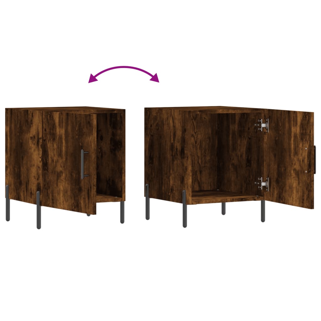 Tables de chevet 2 pcs. chêne fumé 40x40x50 cm matériau bois