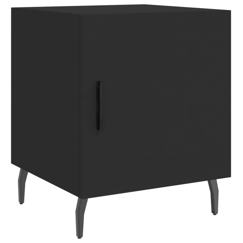 Bedside Table Black 40x40x50 cm Wood Material