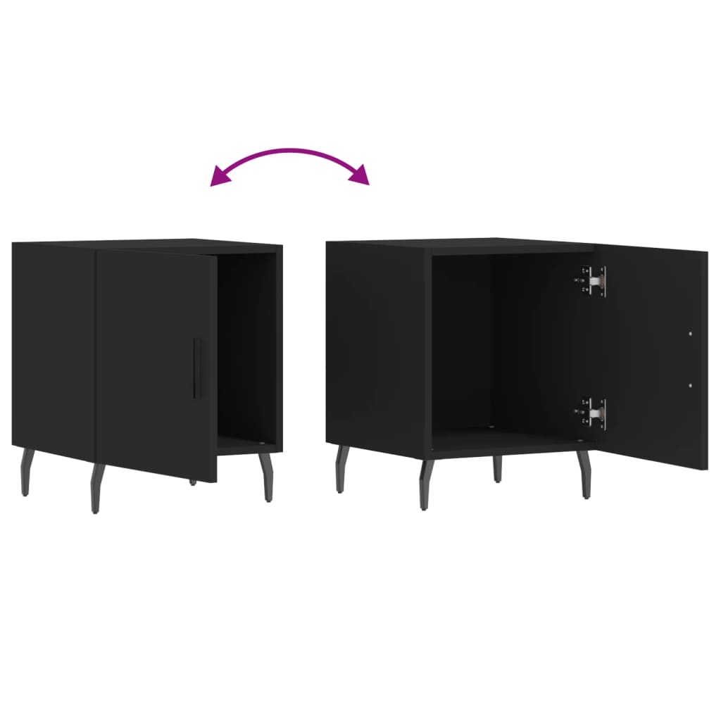 Tables de chevet 2 pcs. Noir 40x40x50 cm en bois