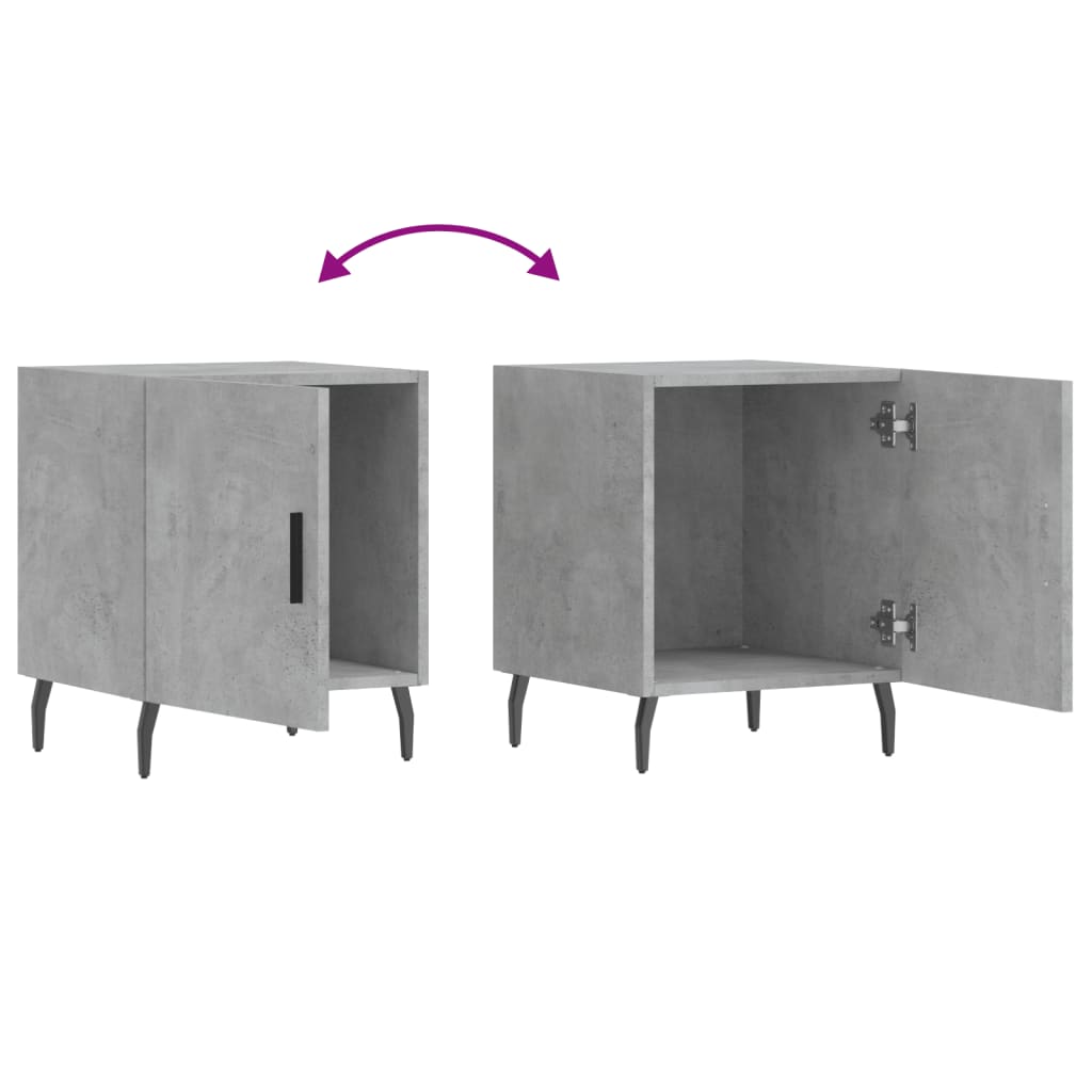 Bedside tables 2 pcs. Concrete grey 40x40x50 cm wood material