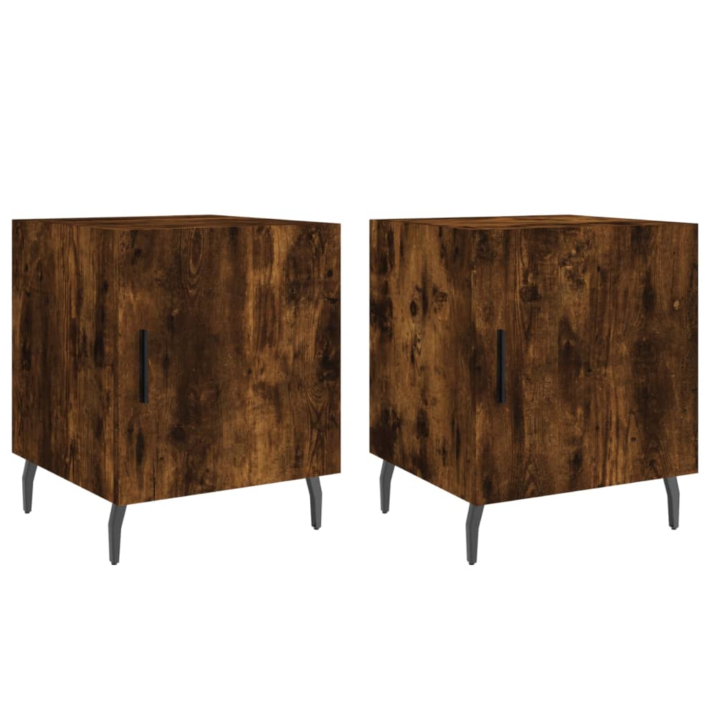 Tables de chevet 2 pcs. chêne fumé 40x40x50 cm matériau bois