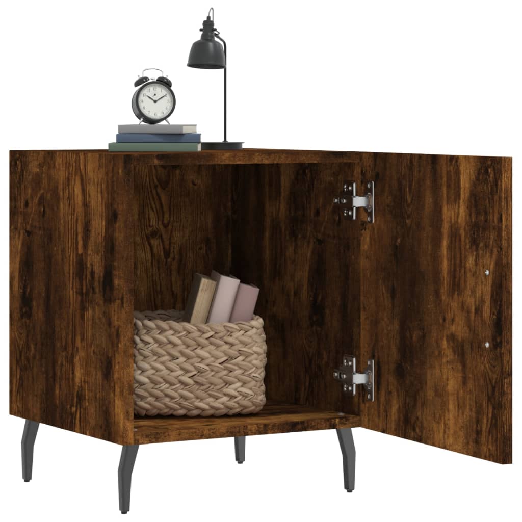 Tables de chevet 2 pcs. chêne fumé 40x40x50 cm matériau bois