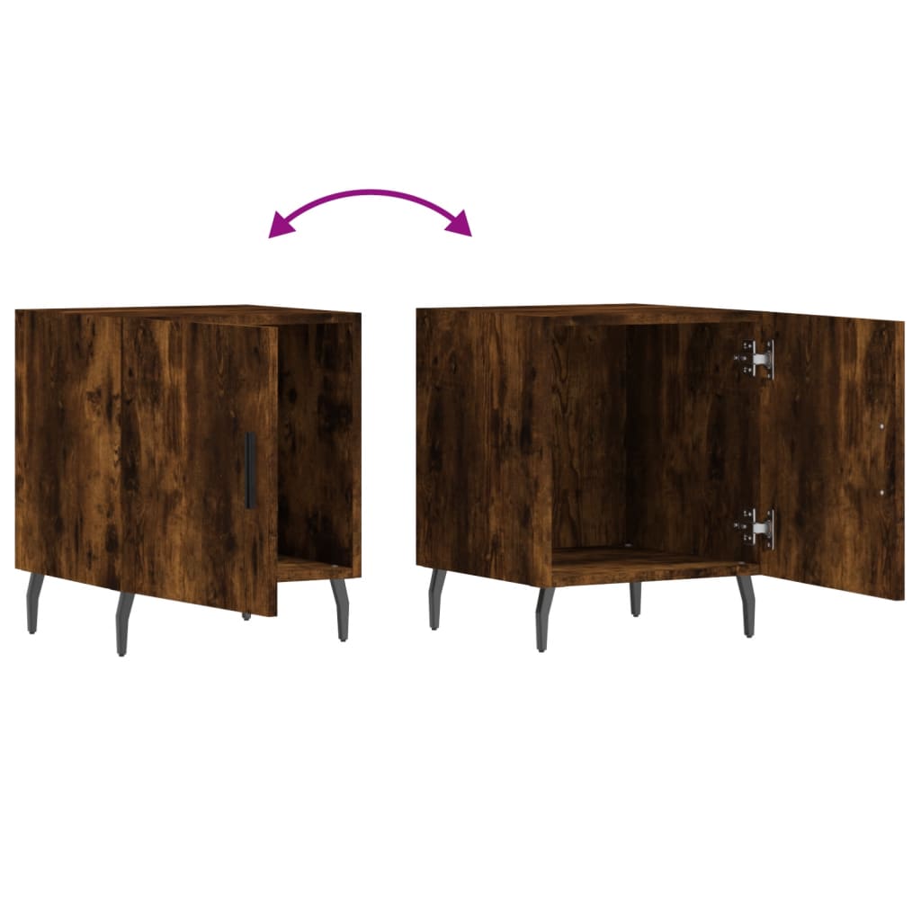 Tables de chevet 2 pcs. chêne fumé 40x40x50 cm matériau bois