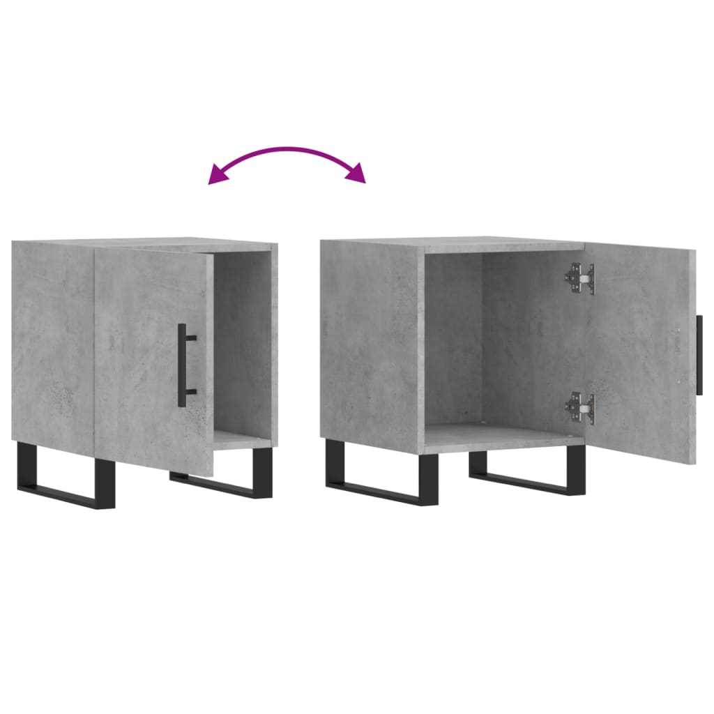 Bedside tables 2 pcs. Concrete grey 40x40x50 cm wood material